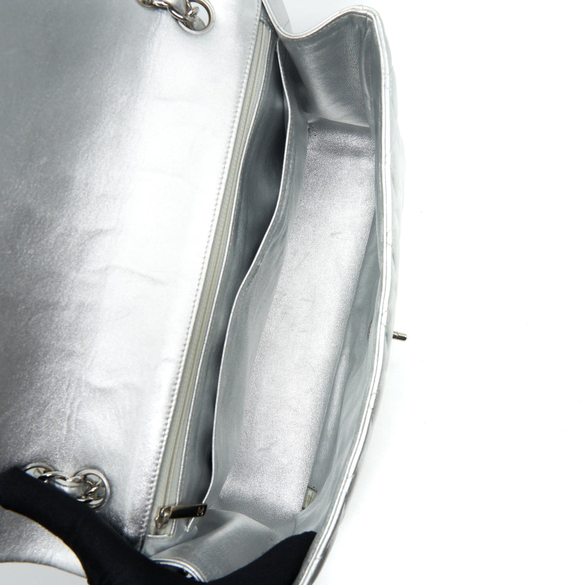 Chanel Maxi Classic Double Flap Bag Lambskin Sliver SHW