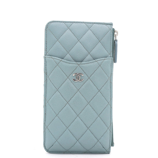 Chanel Blue Quilted Caviar Leather Phone Wallet