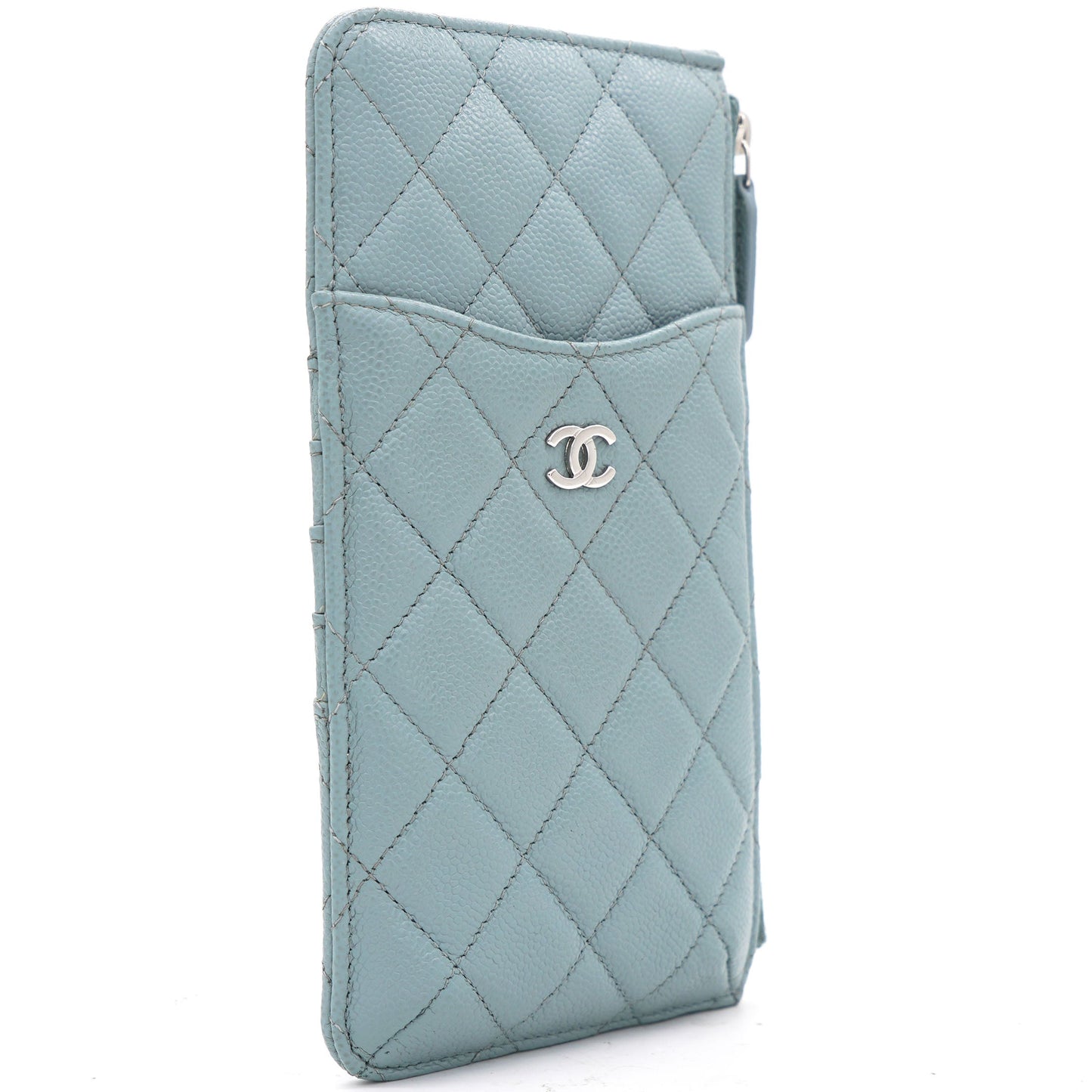 Chanel Blue Quilted Caviar Leather Phone Wallet