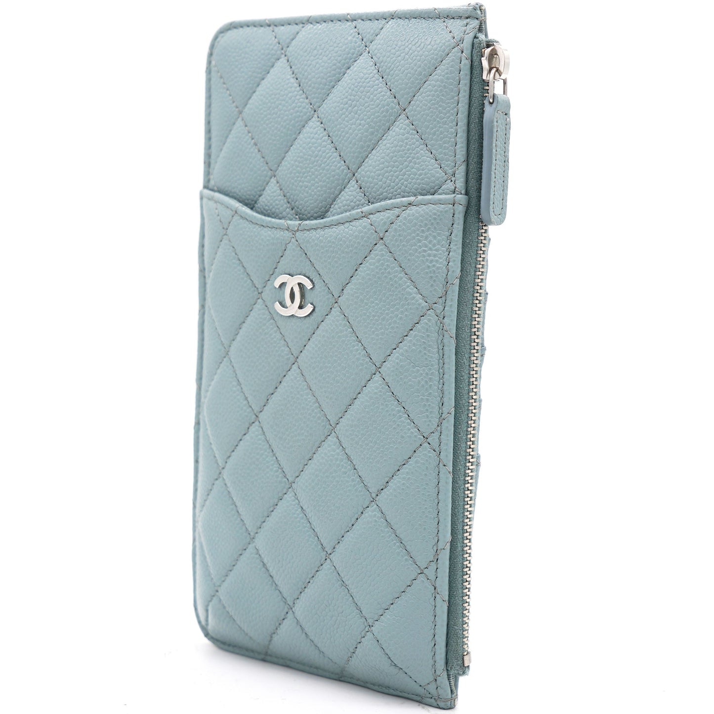 Chanel Blue Quilted Caviar Leather Phone Wallet