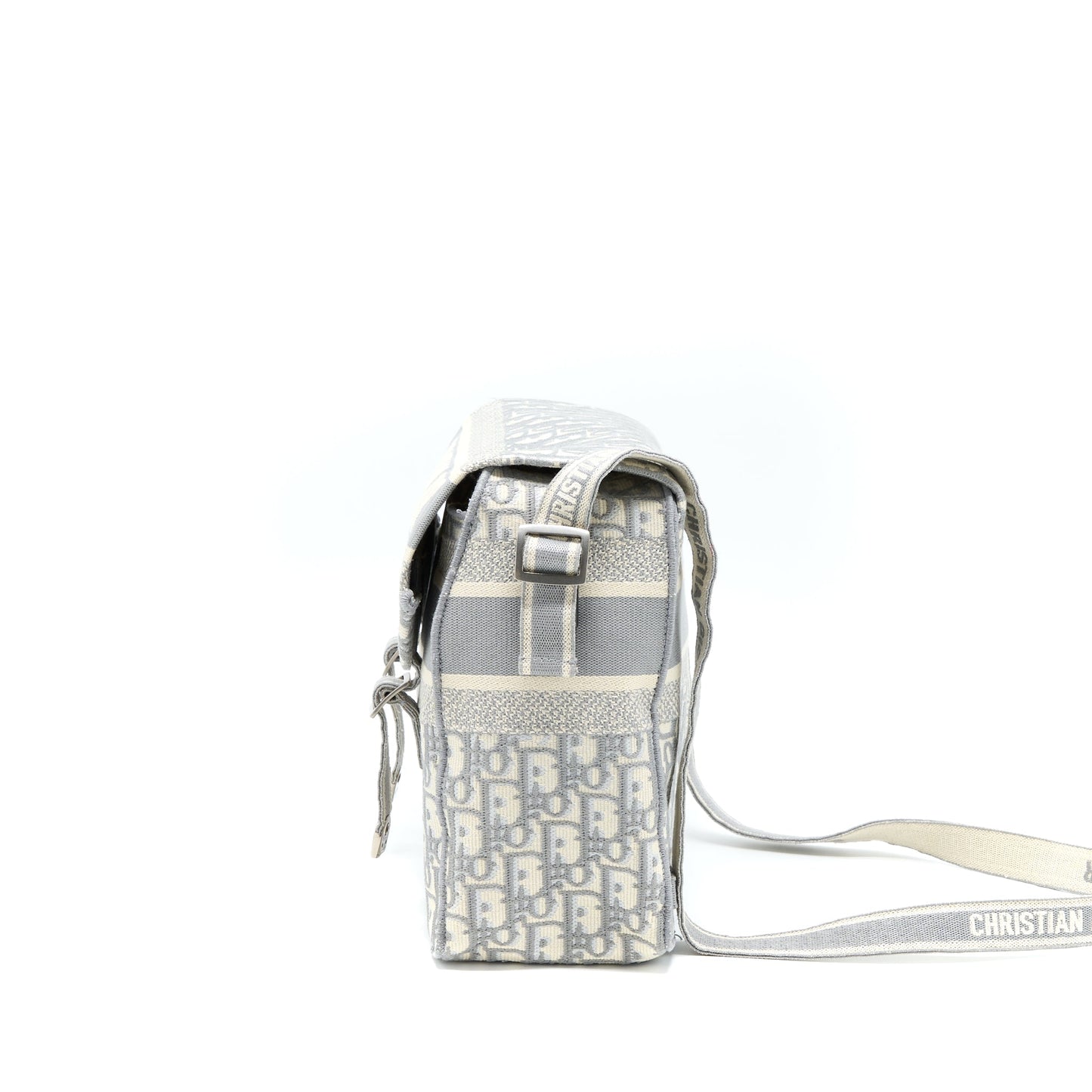 Dior Diorcamp Messenger Bag Oblique Embroidery Light Grey SHW