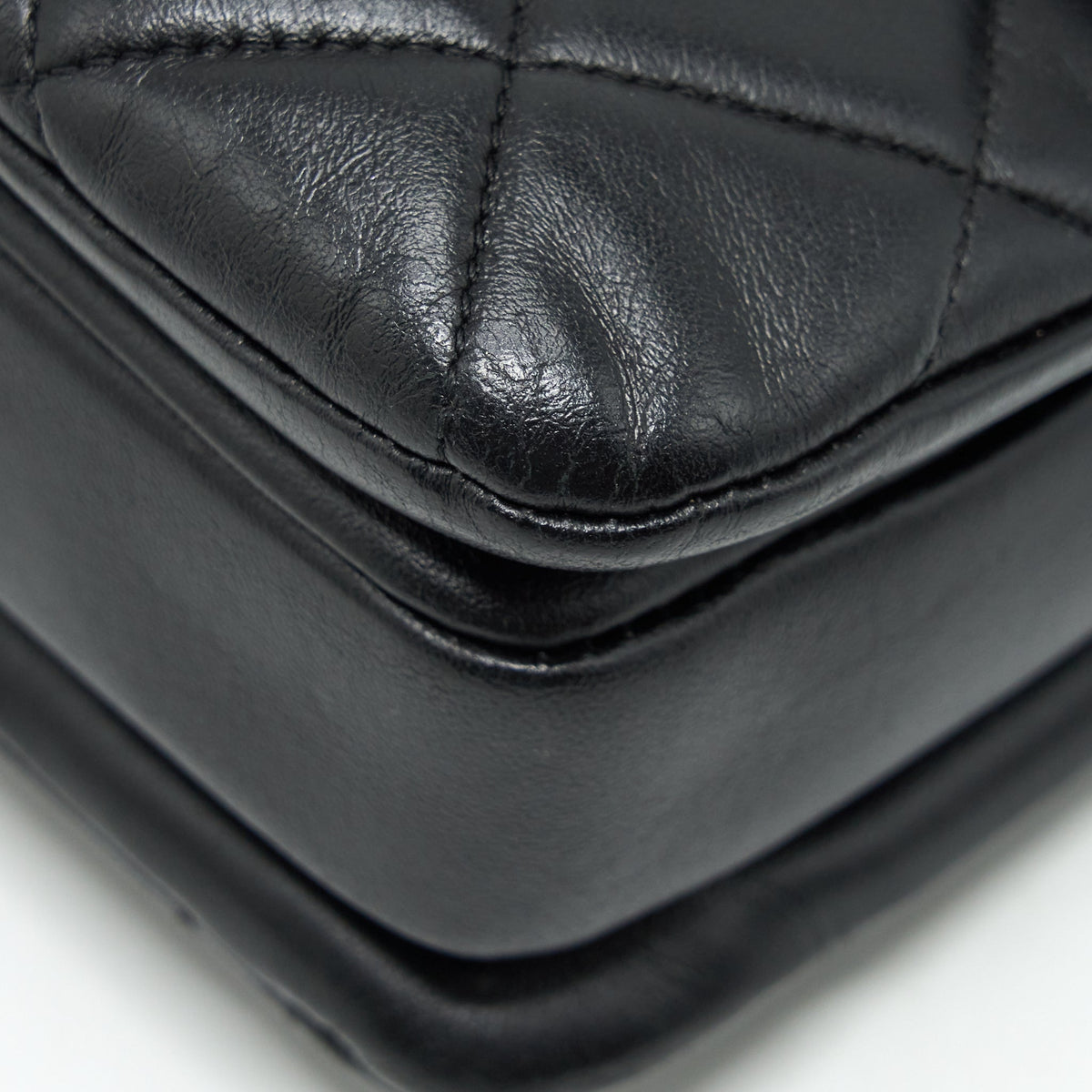 Chanel Small Trendy CC Flap Bag With Top Handle Lambskin Black LGHW