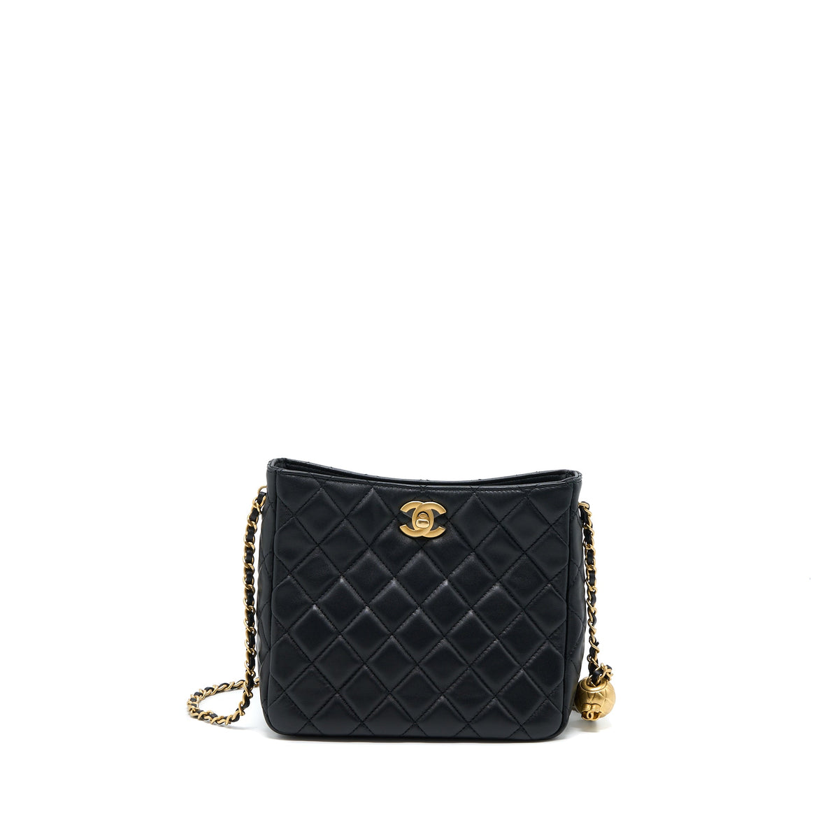 Chanel Pearl Crush Hobo Bag Lambskin Black GHW (Microchip)