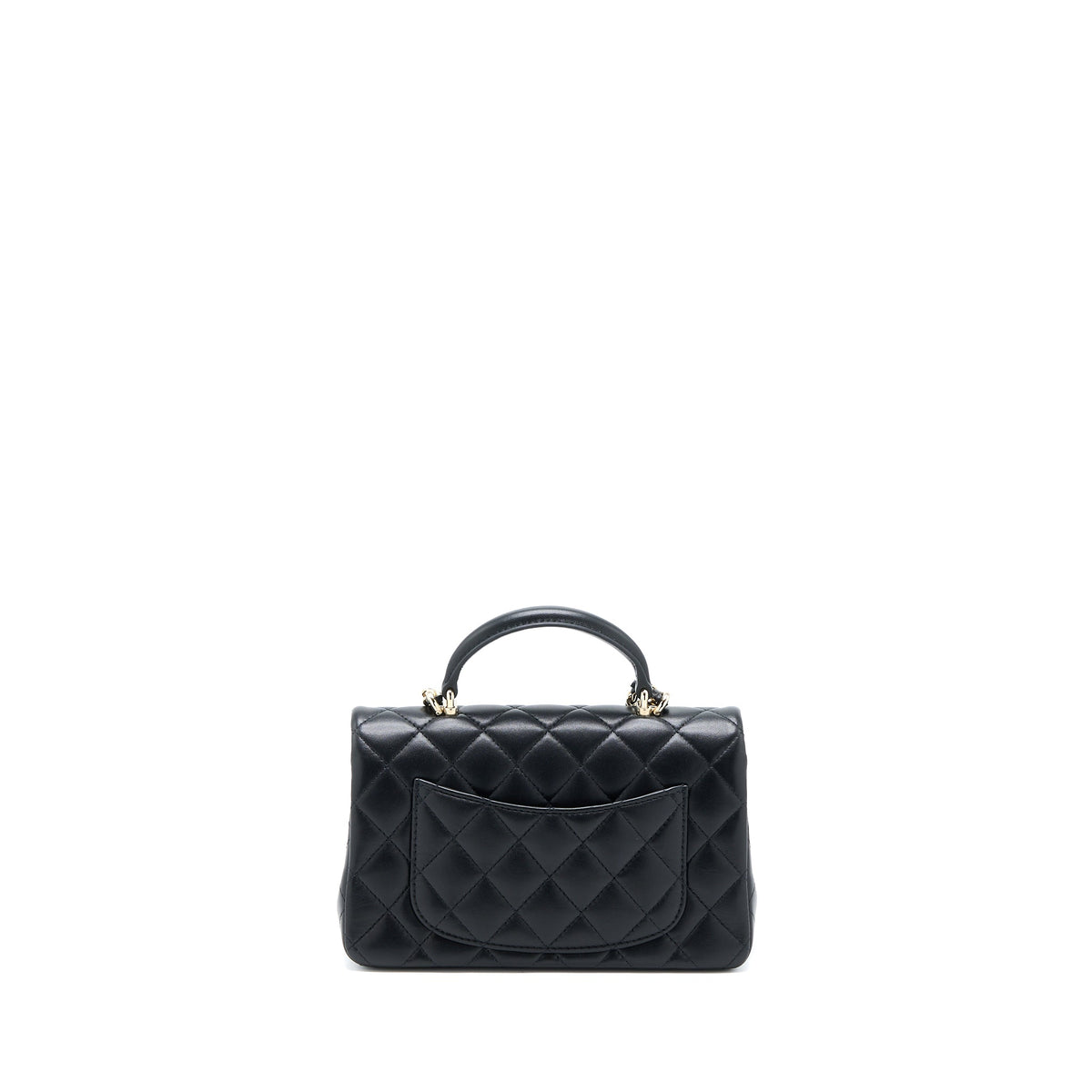 Chanel Top Handle Mini Rectangular Flap Bag Lambskin Black LGHW (Microchip)