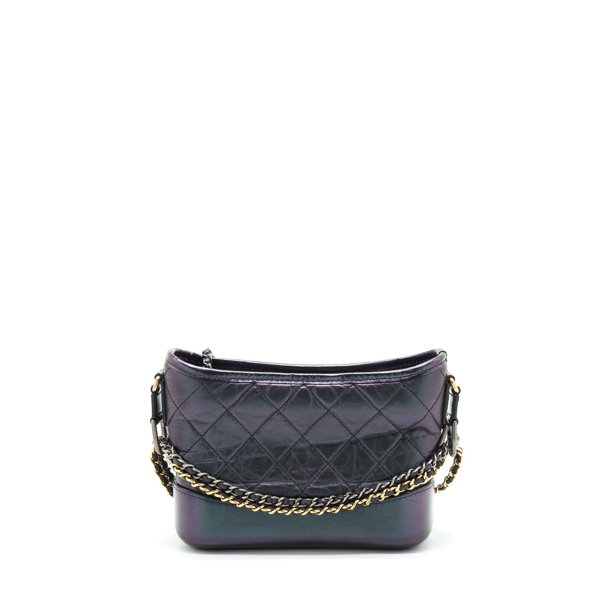 Chanel Small Gabrielle Hobo Bag Lambskin Iridescent Purple Multicolour Hardware
