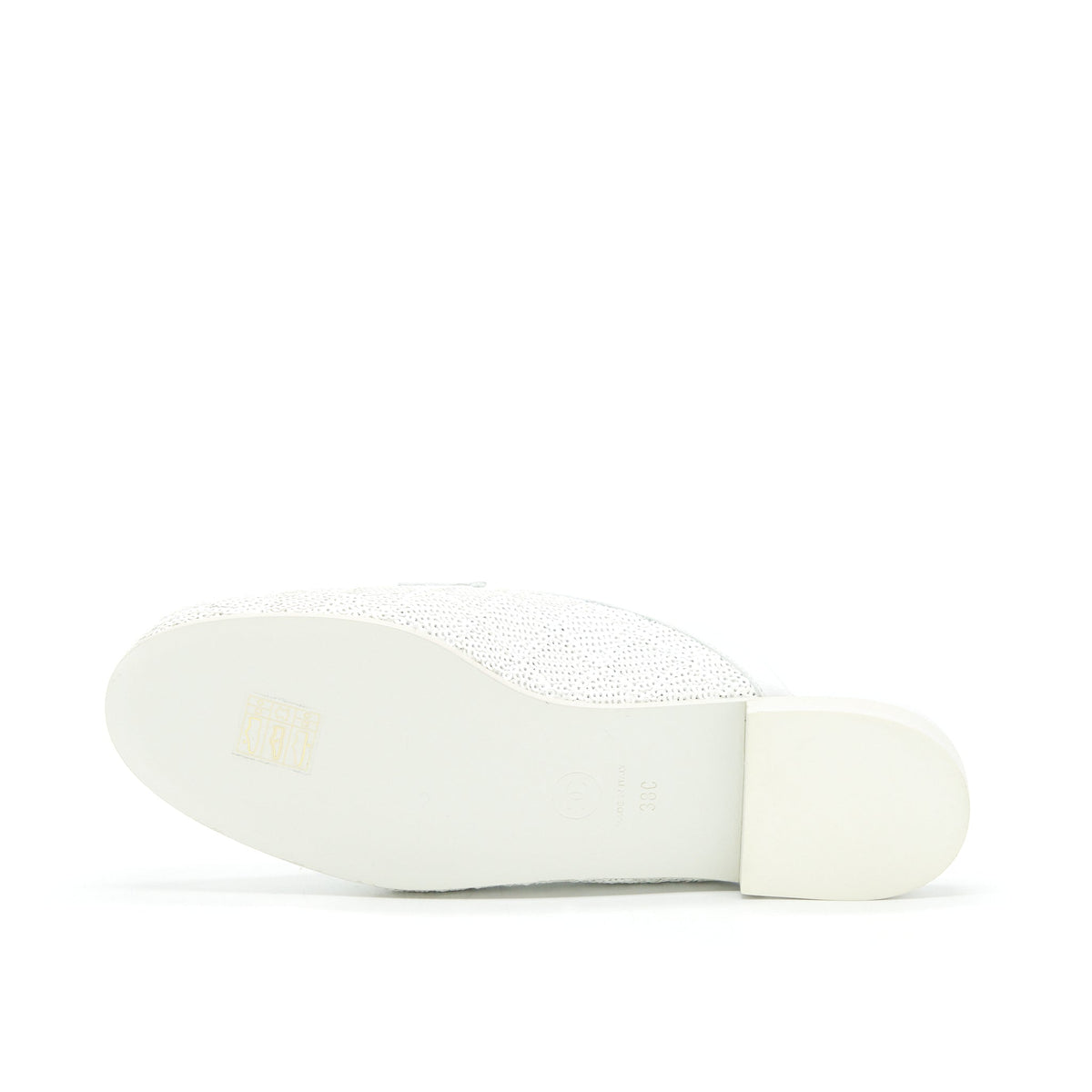 Chanel Size 38 CC Logo Sequins Lambskin Mule White GHW