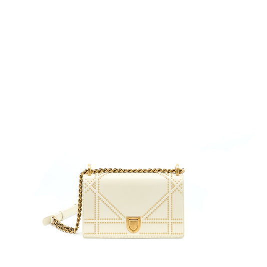Dior Small Diorama Rockstud Crossbody Bag Lambskin White GHW