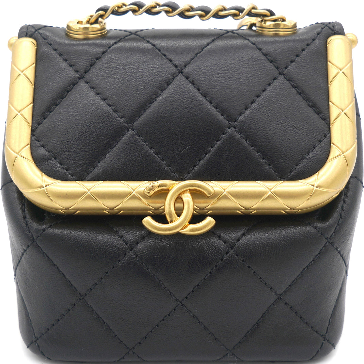 Chanel Kiss lock Clasp Bag Lambskin Black