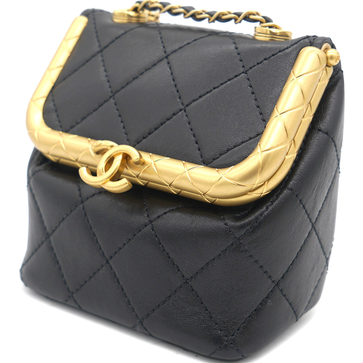 Chanel Kiss lock Clasp Bag Lambskin Black