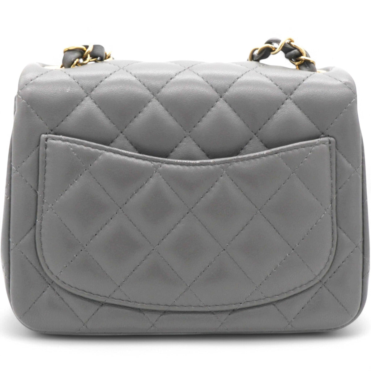 Chanel Quilted Dark Grey Lambskin Square Mini Classic Flap