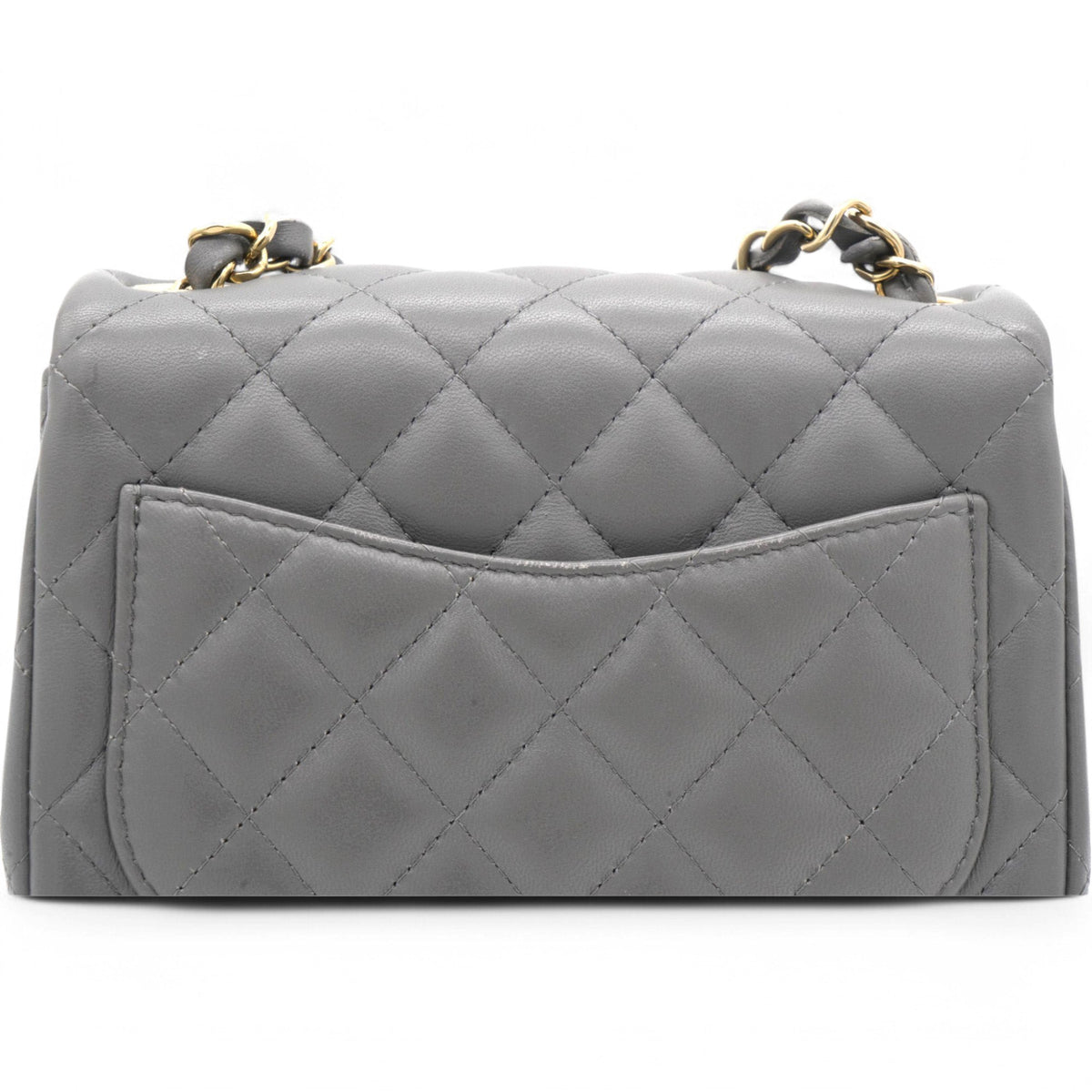 Chanel Quilted Dark Grey Lambskin Square Mini Classic Flap