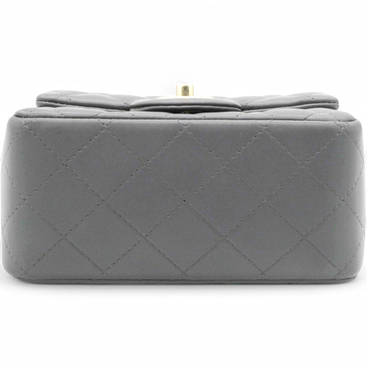 Chanel Quilted Dark Grey Lambskin Square Mini Classic Flap