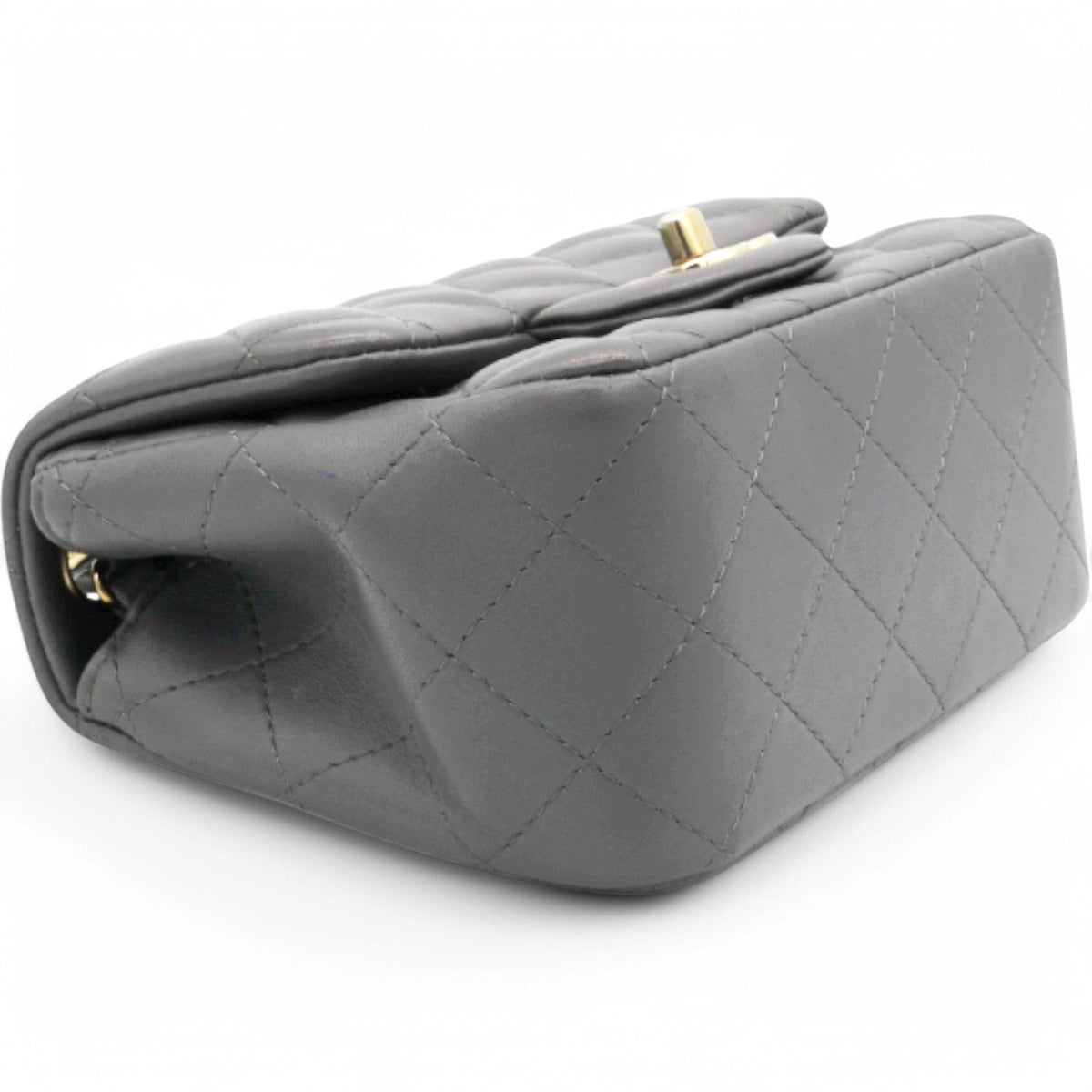 Chanel Quilted Dark Grey Lambskin Square Mini Classic Flap