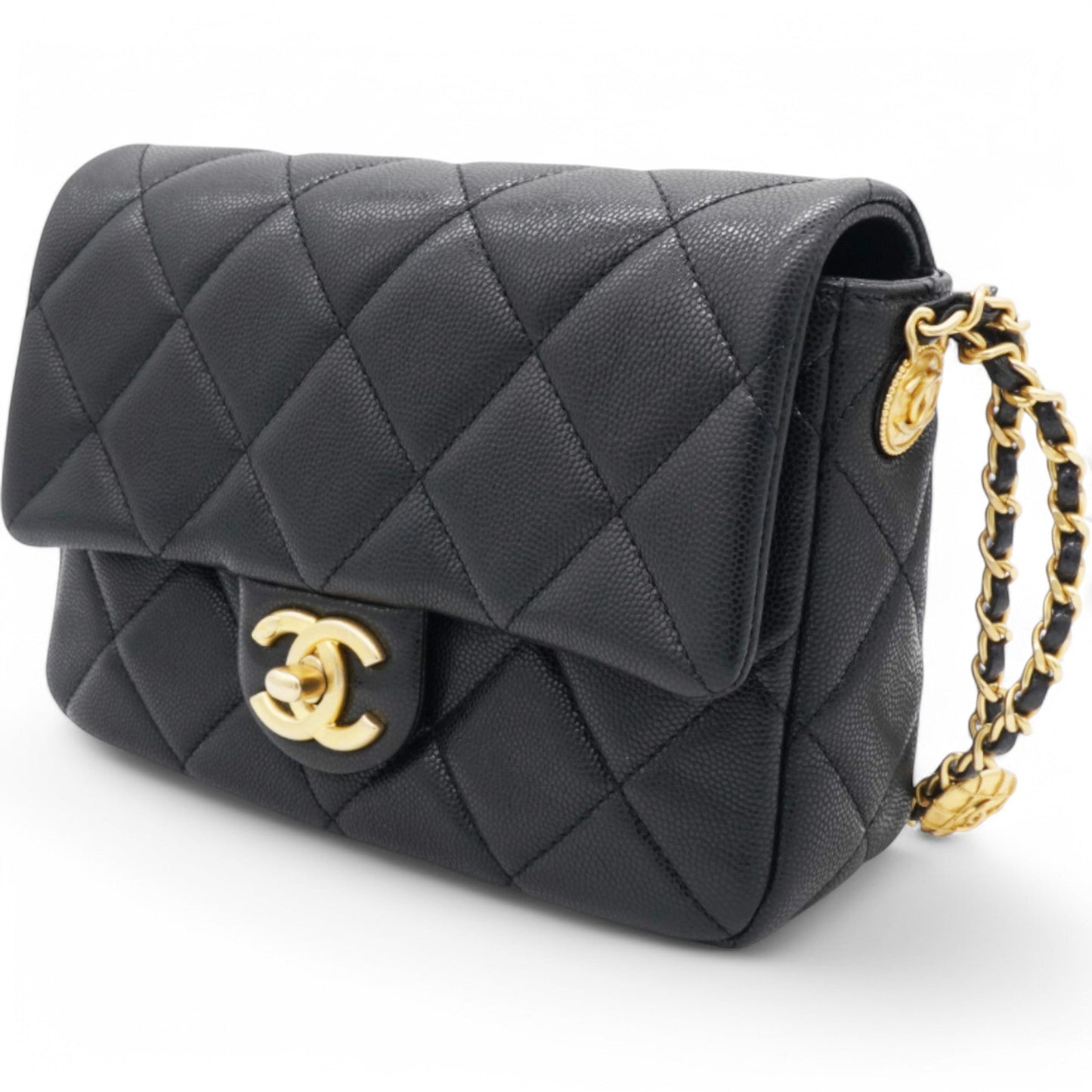 Chanel Caviar Quilted Mini Twist Your Buttons Flap Black