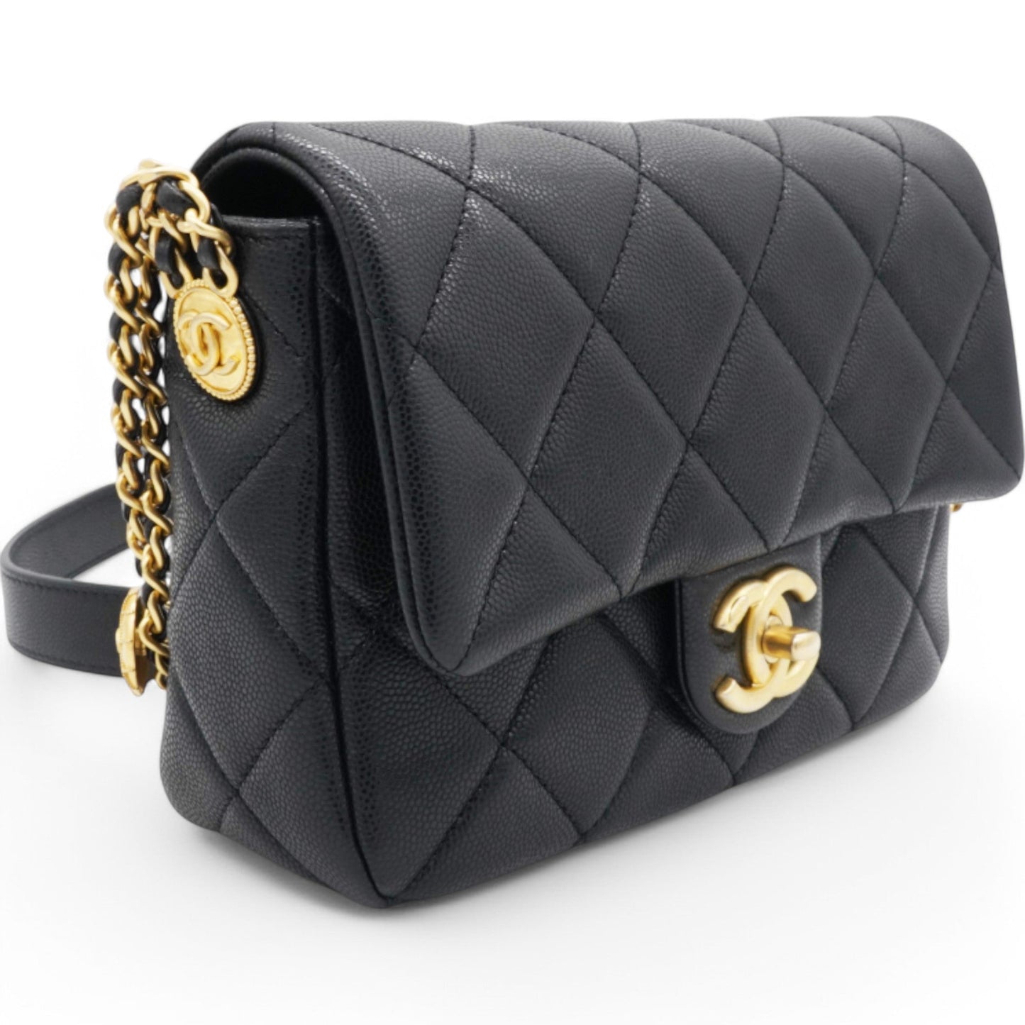 Chanel Caviar Quilted Mini Twist Your Buttons Flap Black
