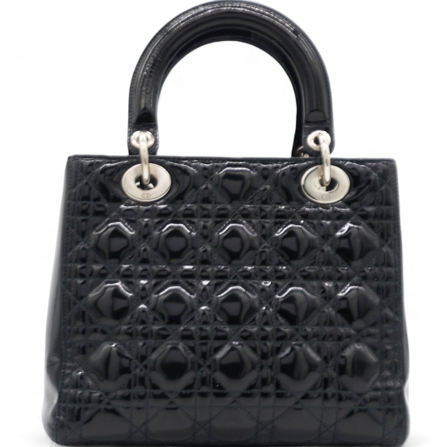 Dior Patent Cannage Medium Lady Dior Black