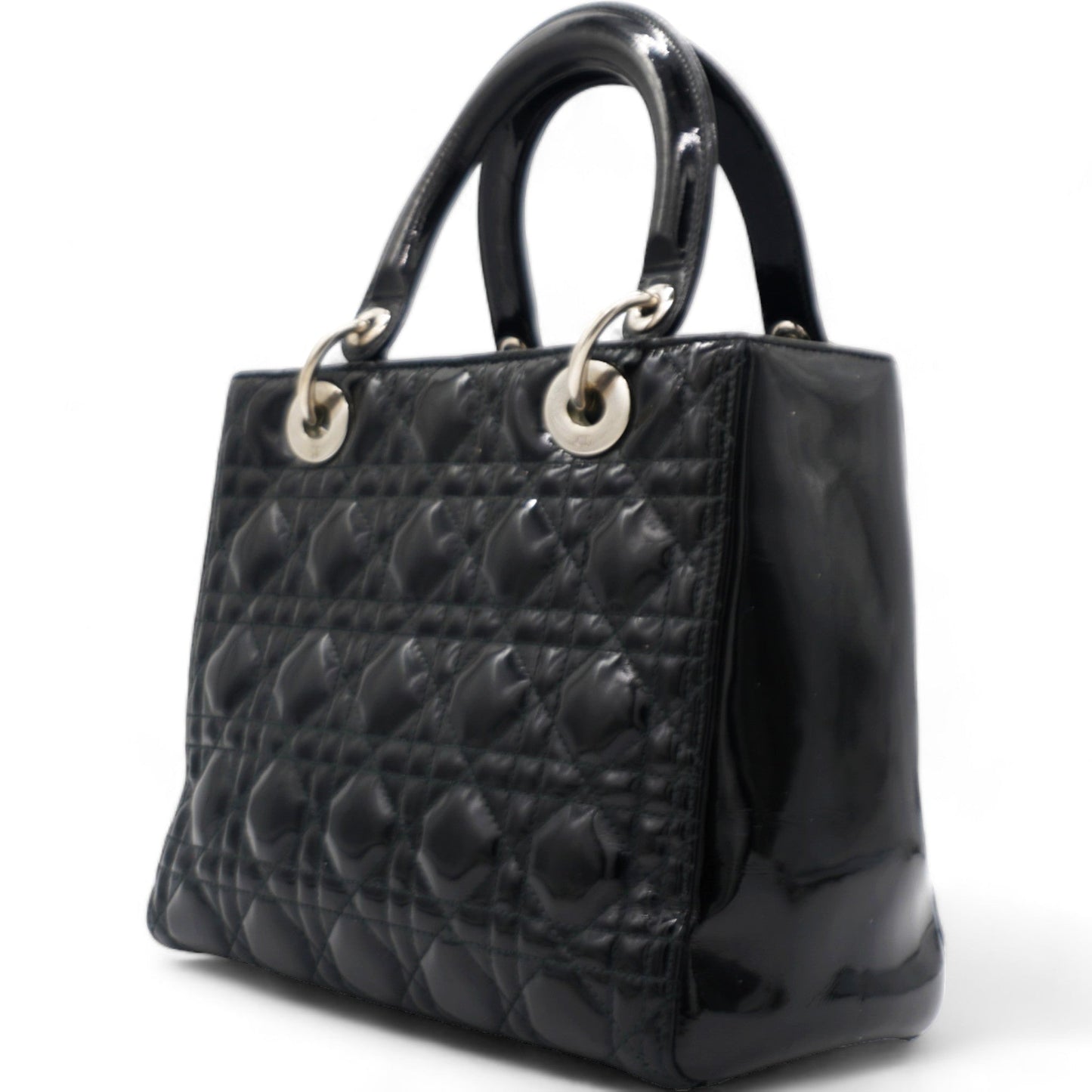 Dior Patent Cannage Medium Lady Dior Black