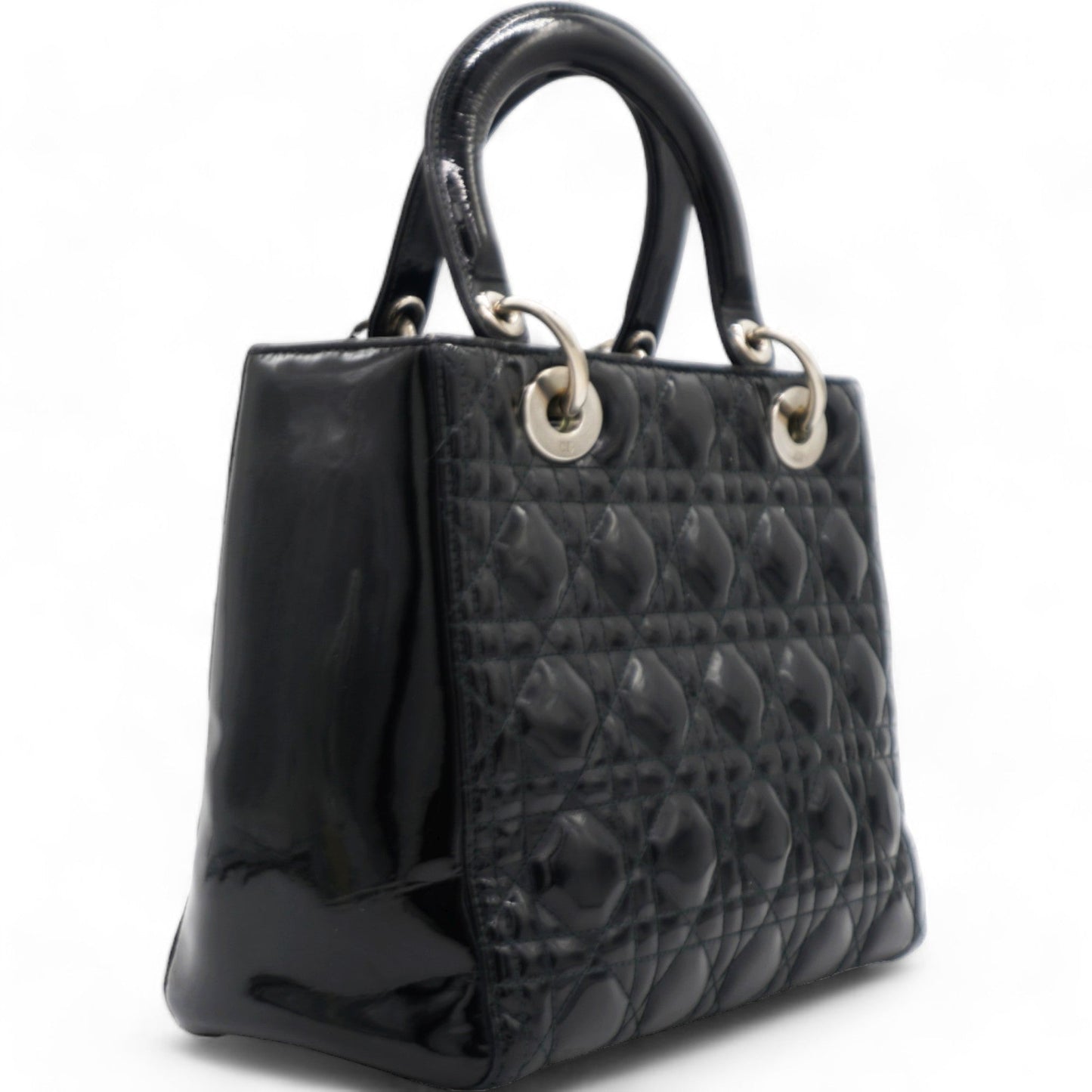 Dior Patent Cannage Medium Lady Dior Black