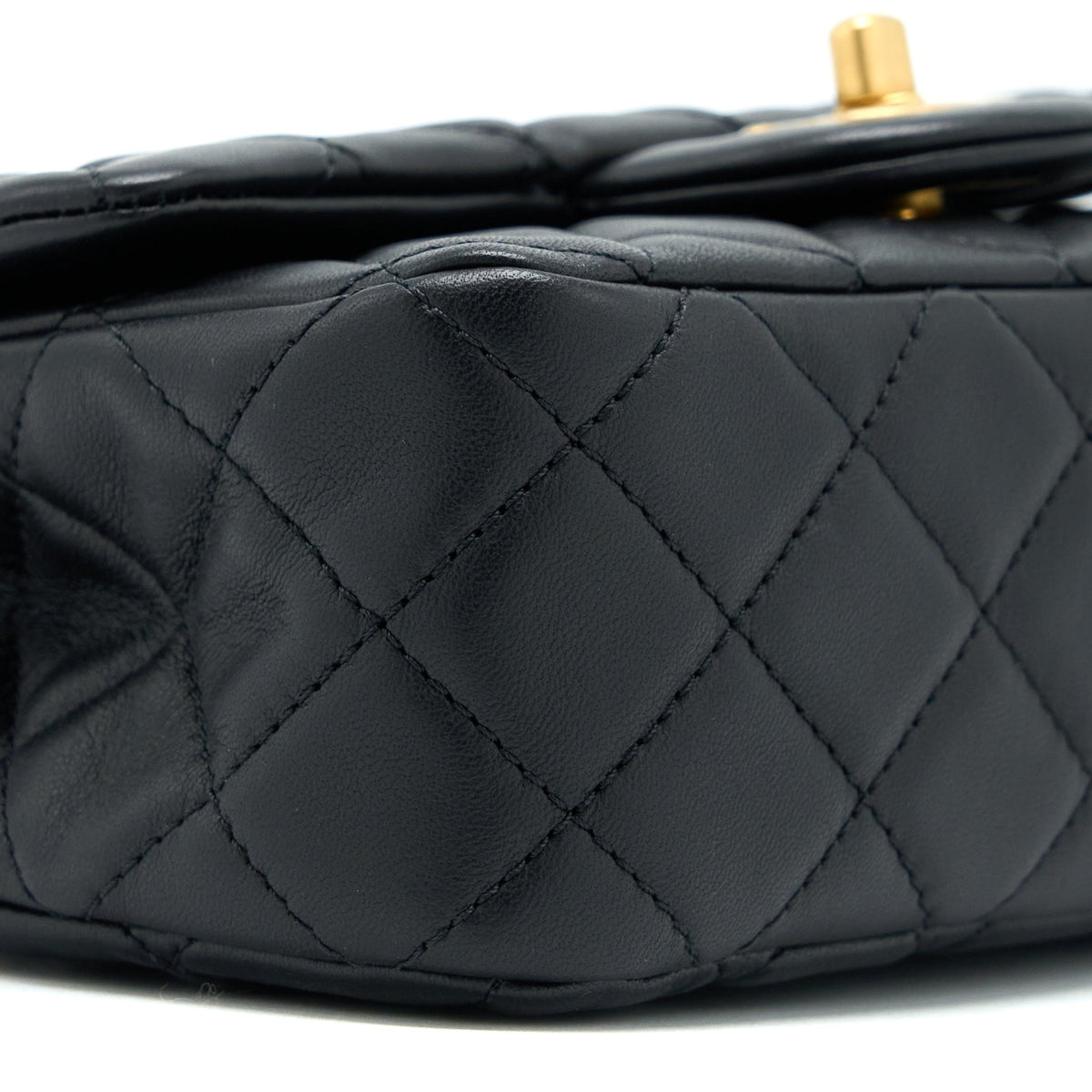 Chanel Pearl Crush Mini Rectangular Flap Bag Lambskin Black GHW (Microchip)