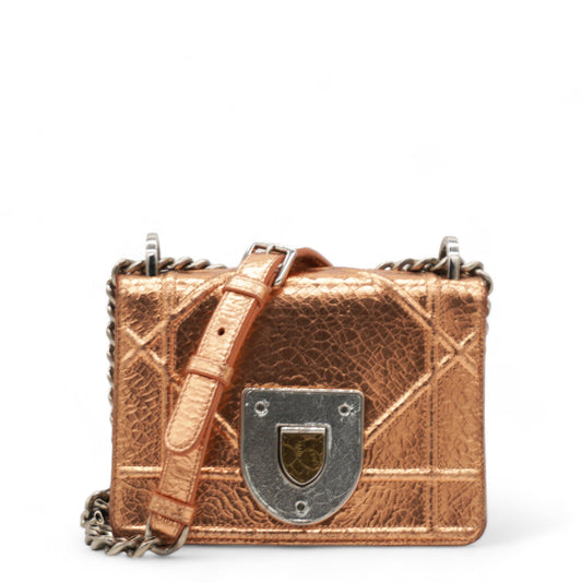 Dior Ceramic Effect Deerskin Diorama Club Bag Gold