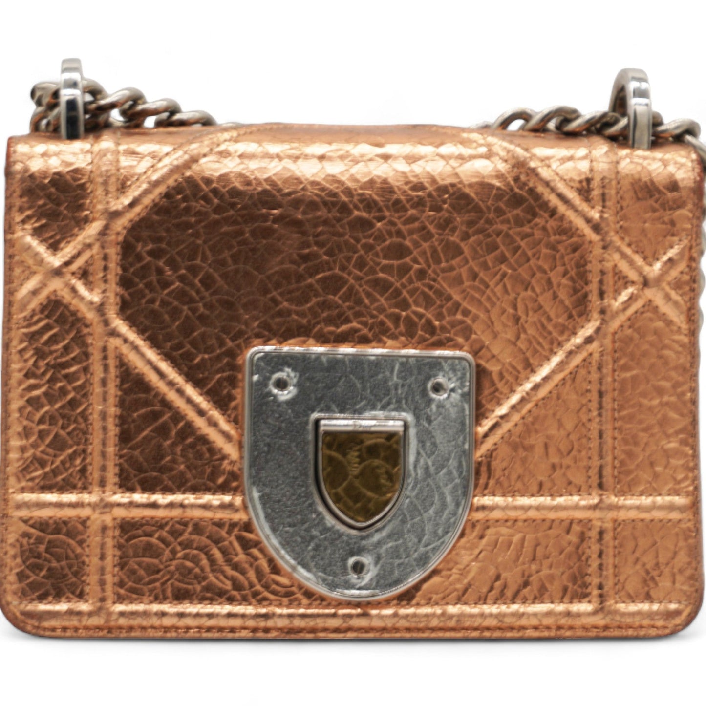 Dior Ceramic Effect Deerskin Diorama Club Bag Gold