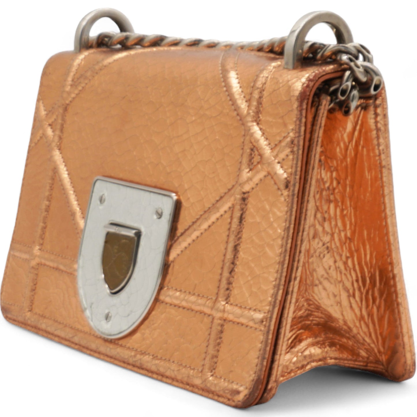 Dior Ceramic Effect Deerskin Diorama Club Bag Gold