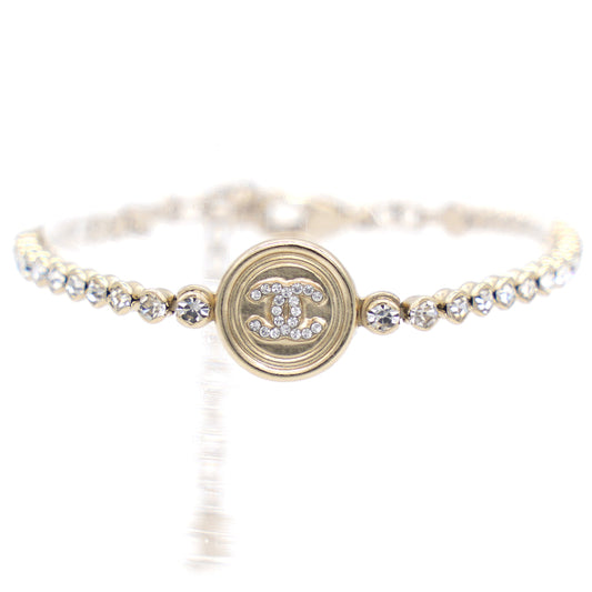 Chanel CC Round Crystals Logo Gold Bracelet