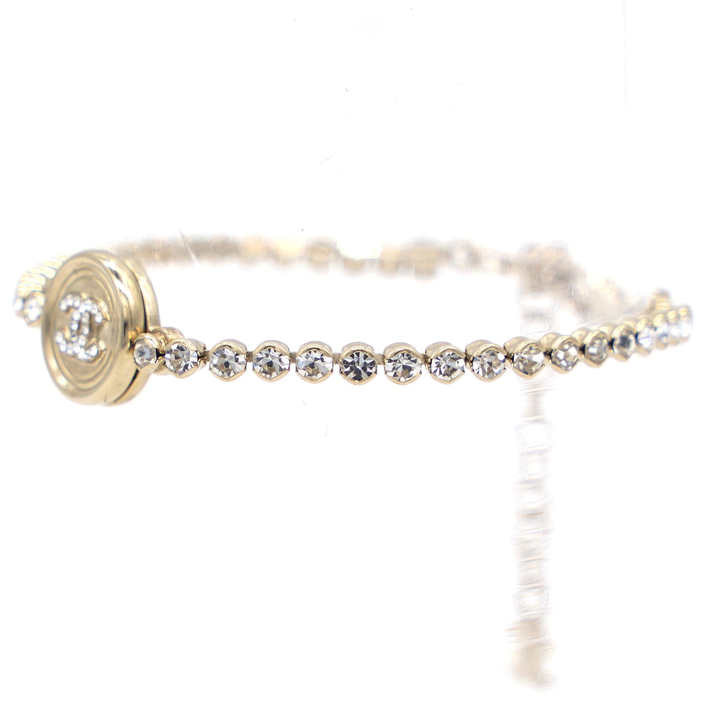 Chanel CC Round Crystals Logo Gold Bracelet