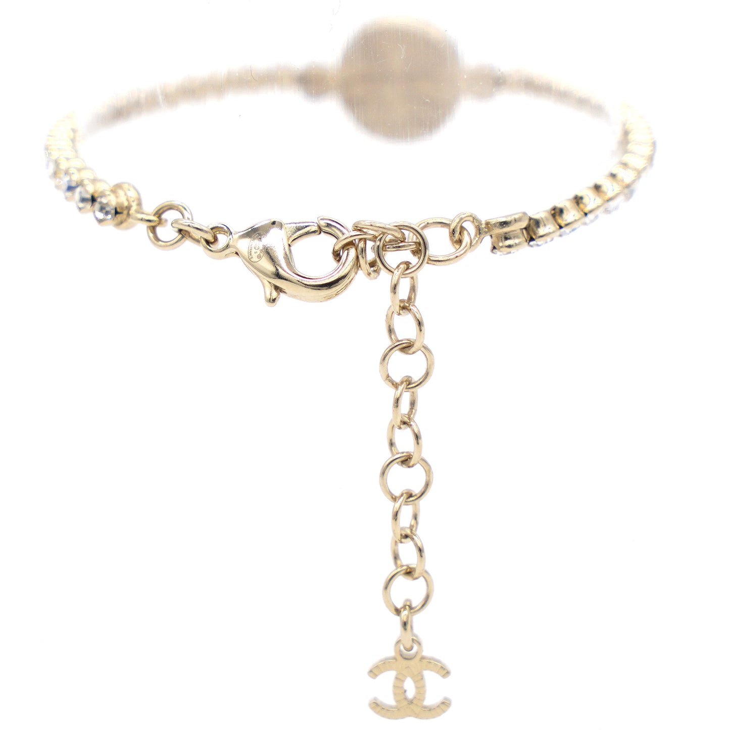 Chanel CC Round Crystals Logo Gold Bracelet