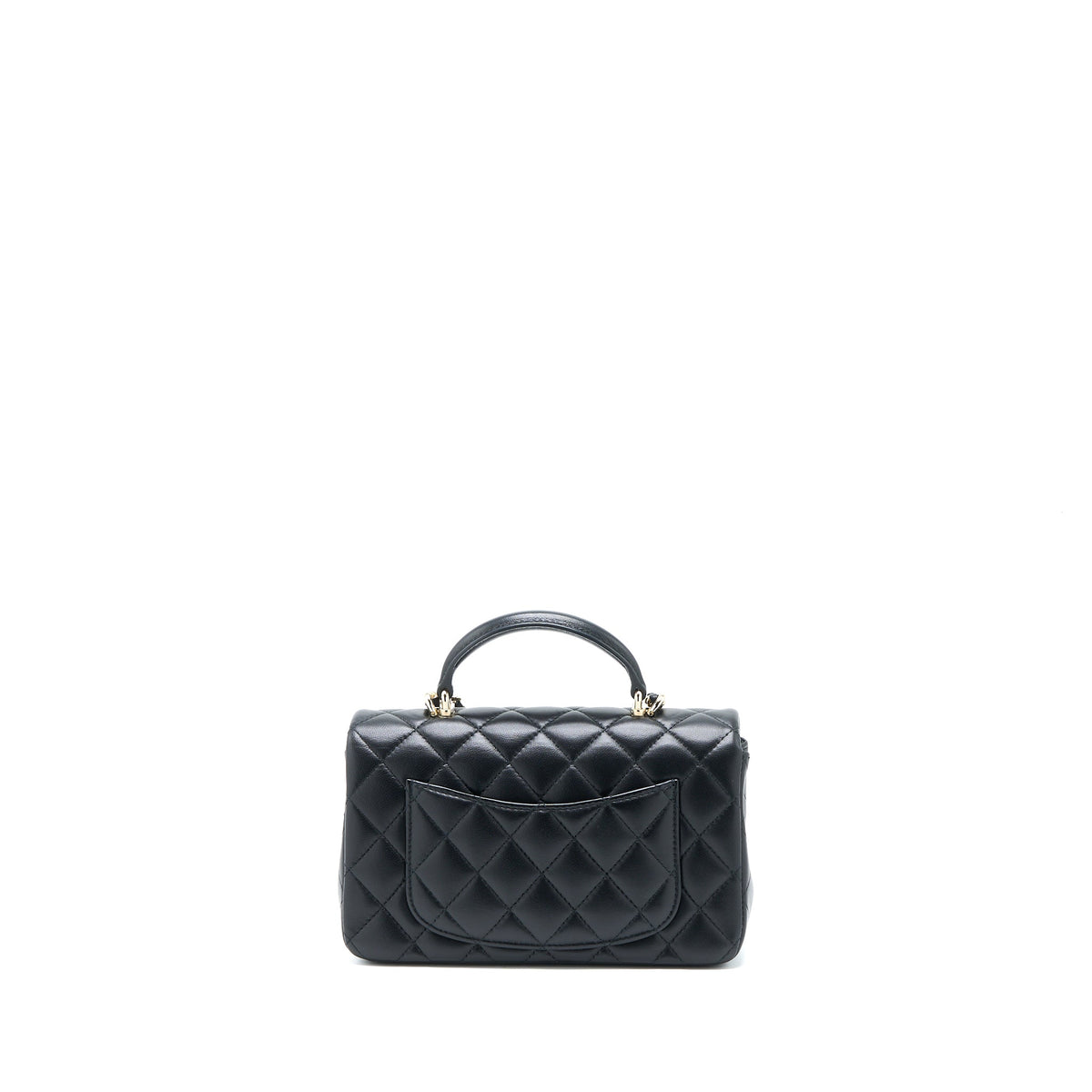 Chanel Top Handle Mini Rectangular Flap Bag Lambskin Black LGHW (Microchip)