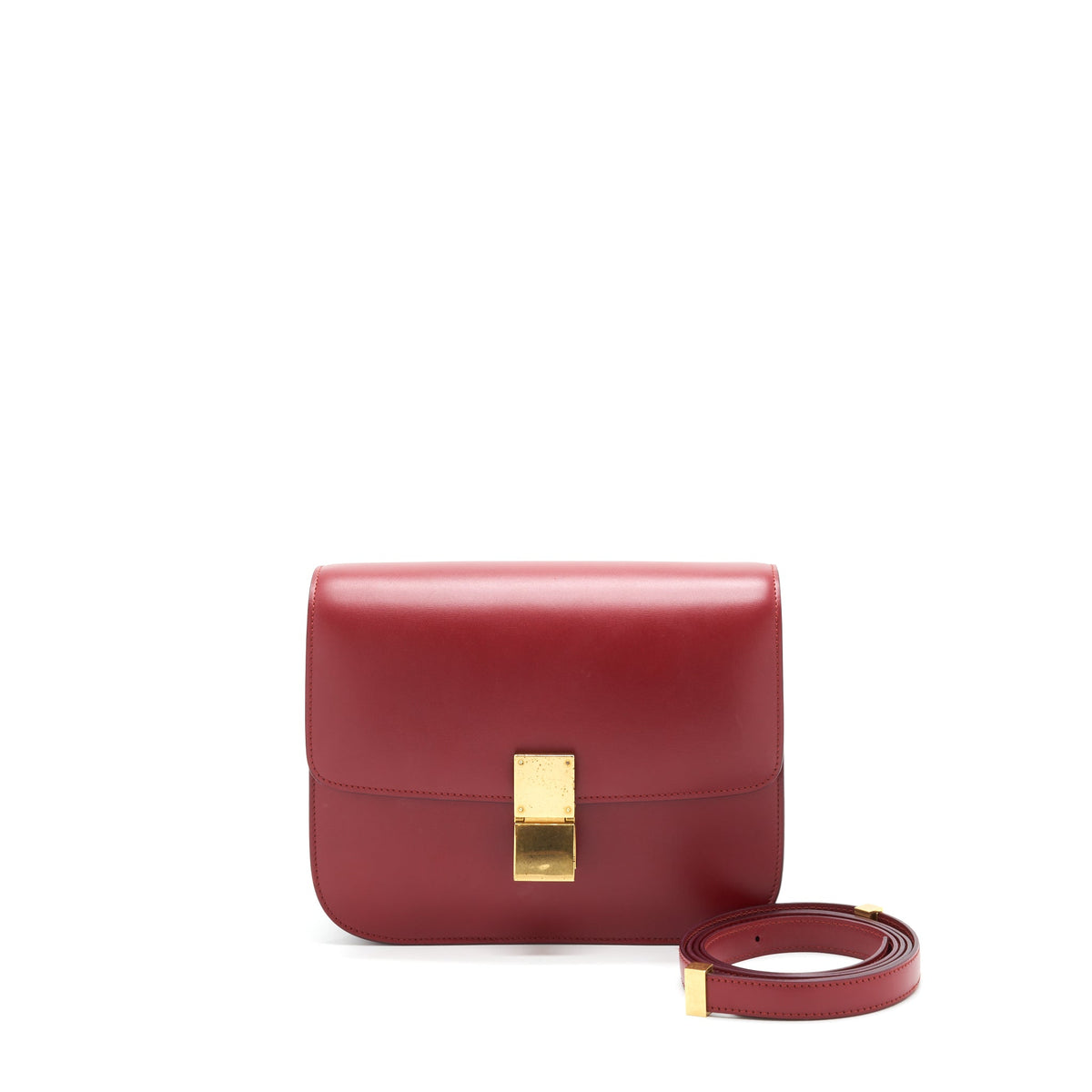 Celine Medium Classic Box Bag red GHW