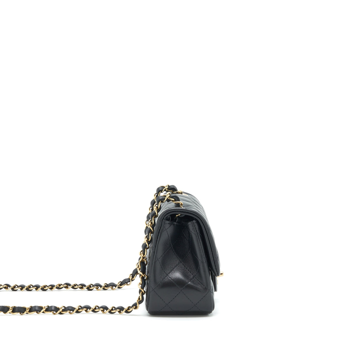Chanel Mini Square Flap Bag Lambskin Black LGHW (Microchip)