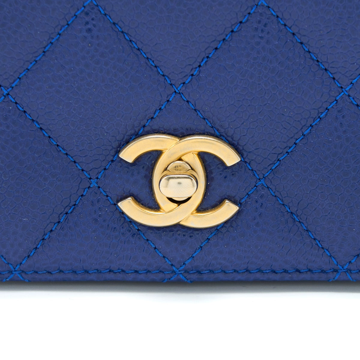 Chanel Top Handle Quilted Flap Bag Caviar Blue GHW