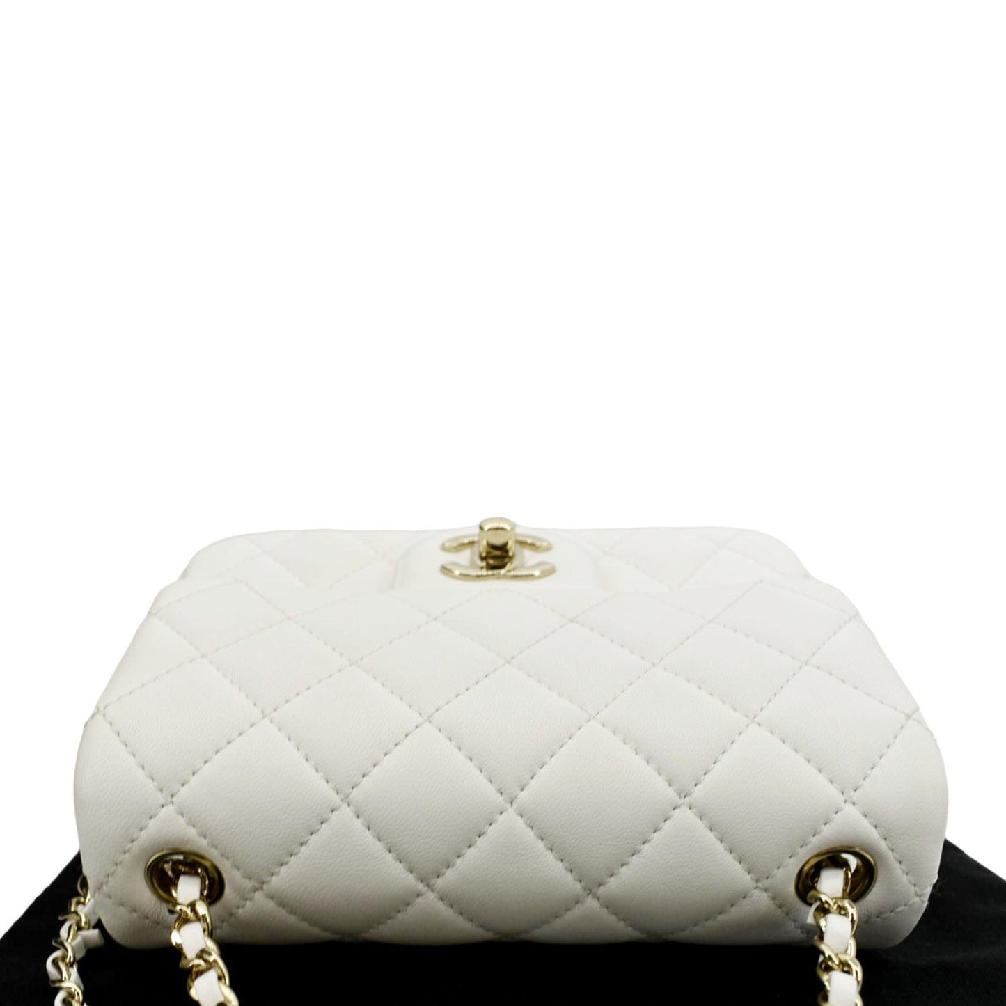 CHANEL Pearl Crush Mini Square Flap Leather Crossbody Bag White