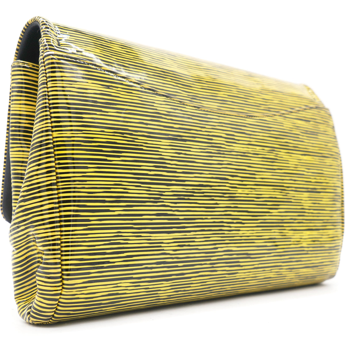 Chanel Patent Calfskin Striped Single Flap Bag