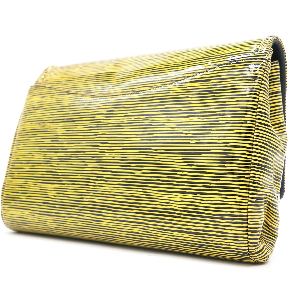 Chanel Patent Calfskin Striped Single Flap Bag