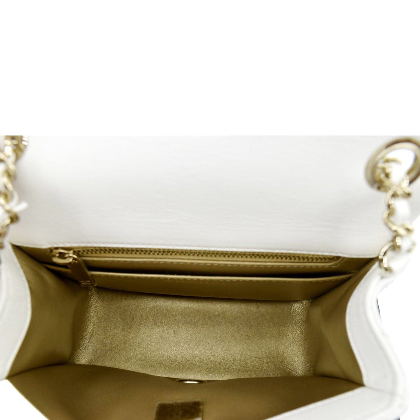 CHANEL Pearl Crush Mini Square Flap Leather Crossbody Bag White