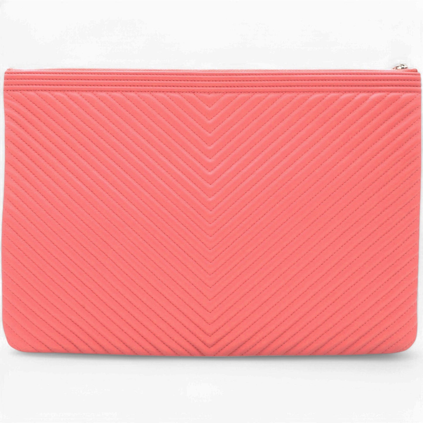 Chanel Caviar Chevron Clutch Pink