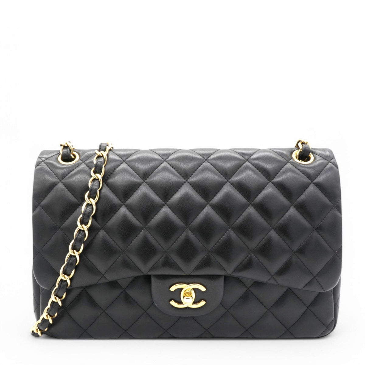 Chanel Lambskin Quilted Jumbo Double Flap Black