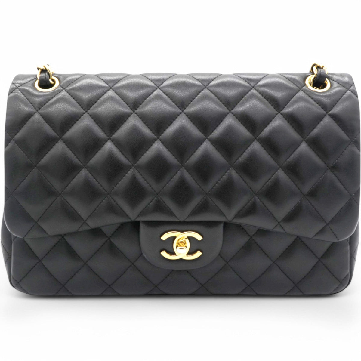 Chanel Lambskin Quilted Jumbo Double Flap Black