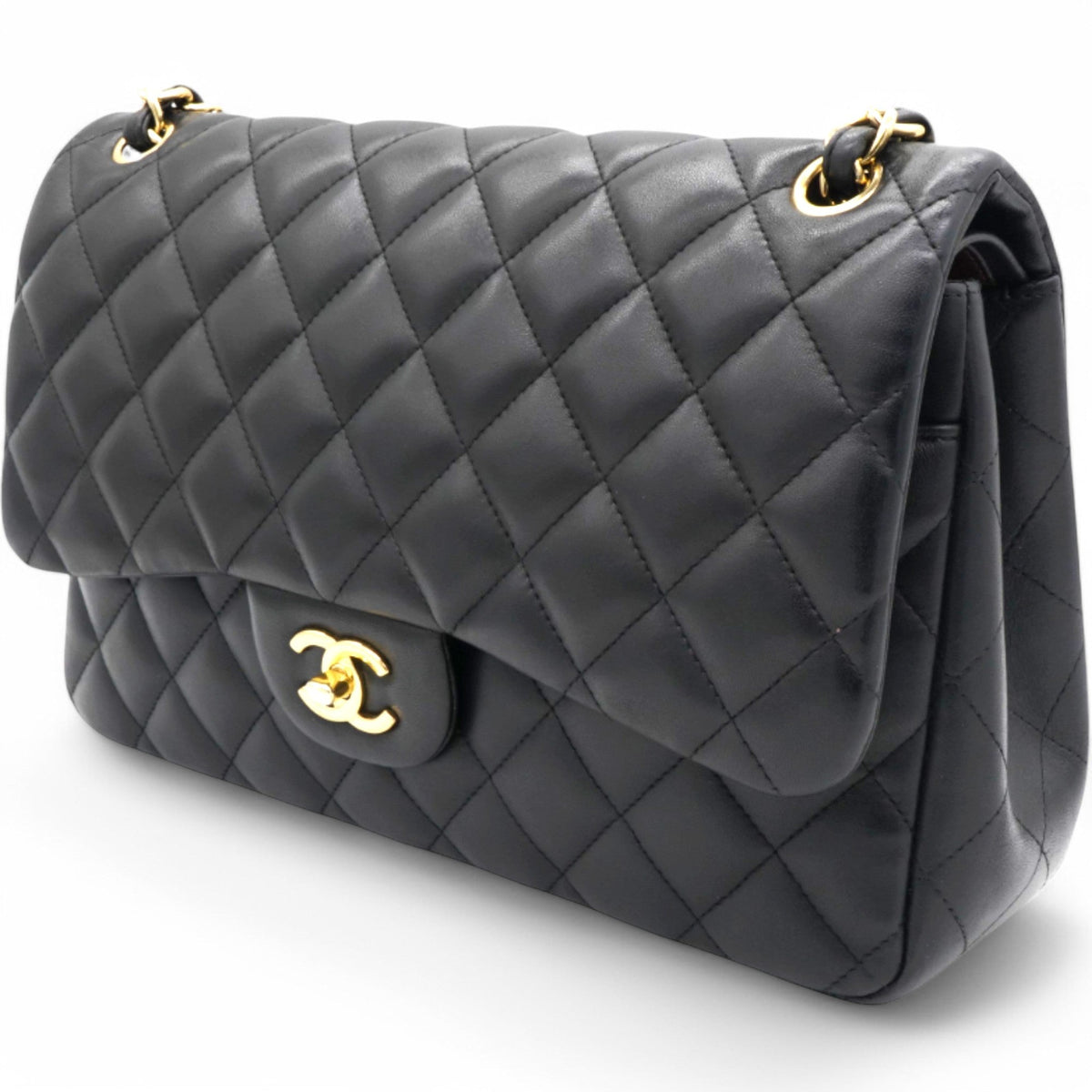 Chanel Lambskin Quilted Jumbo Double Flap Black