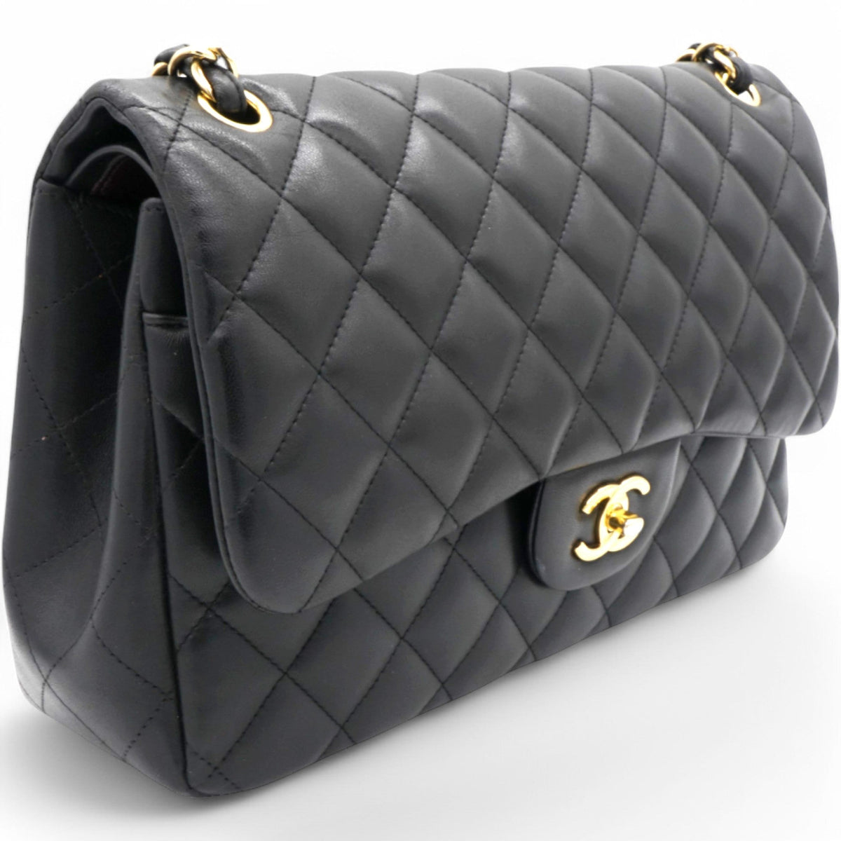 Chanel Lambskin Quilted Jumbo Double Flap Black