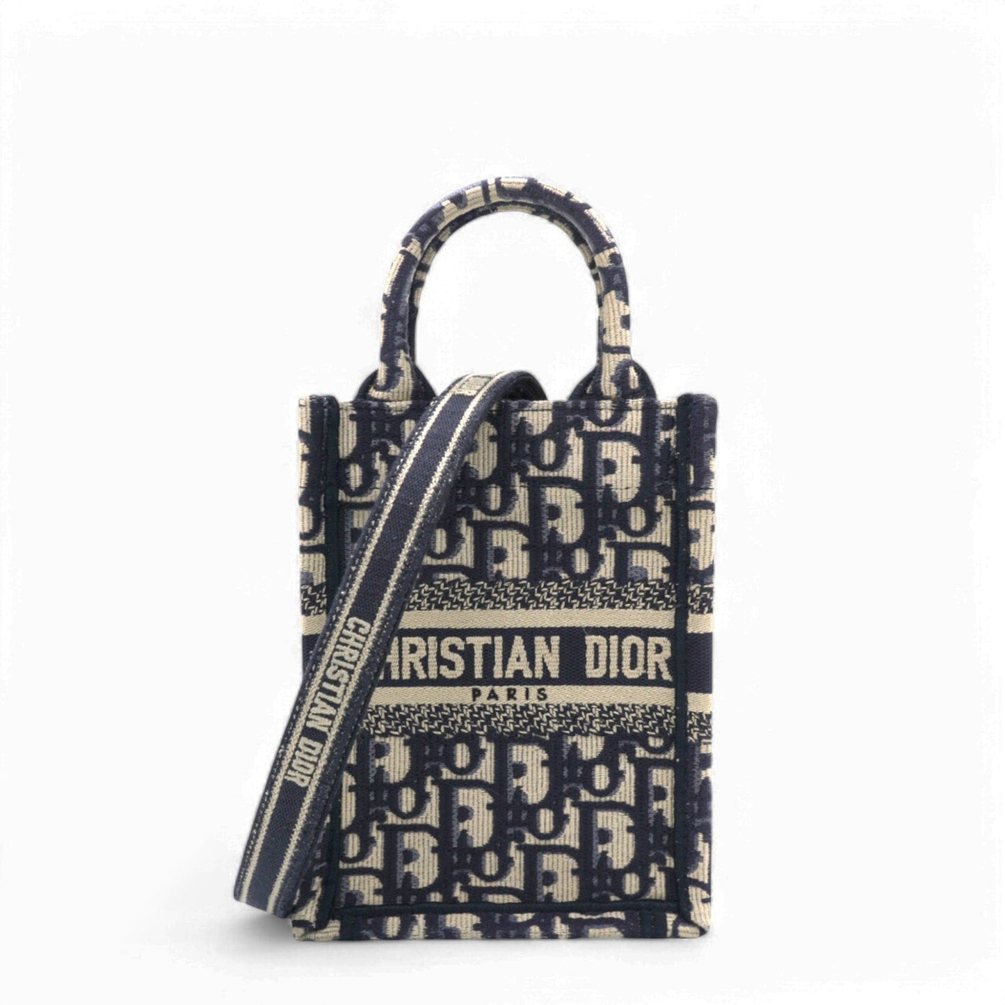 Dior Oblique Mini Book Tote Phone Bag Blue