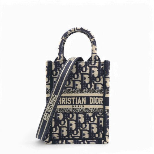 Dior Oblique Mini Book Tote Phone Bag Blue