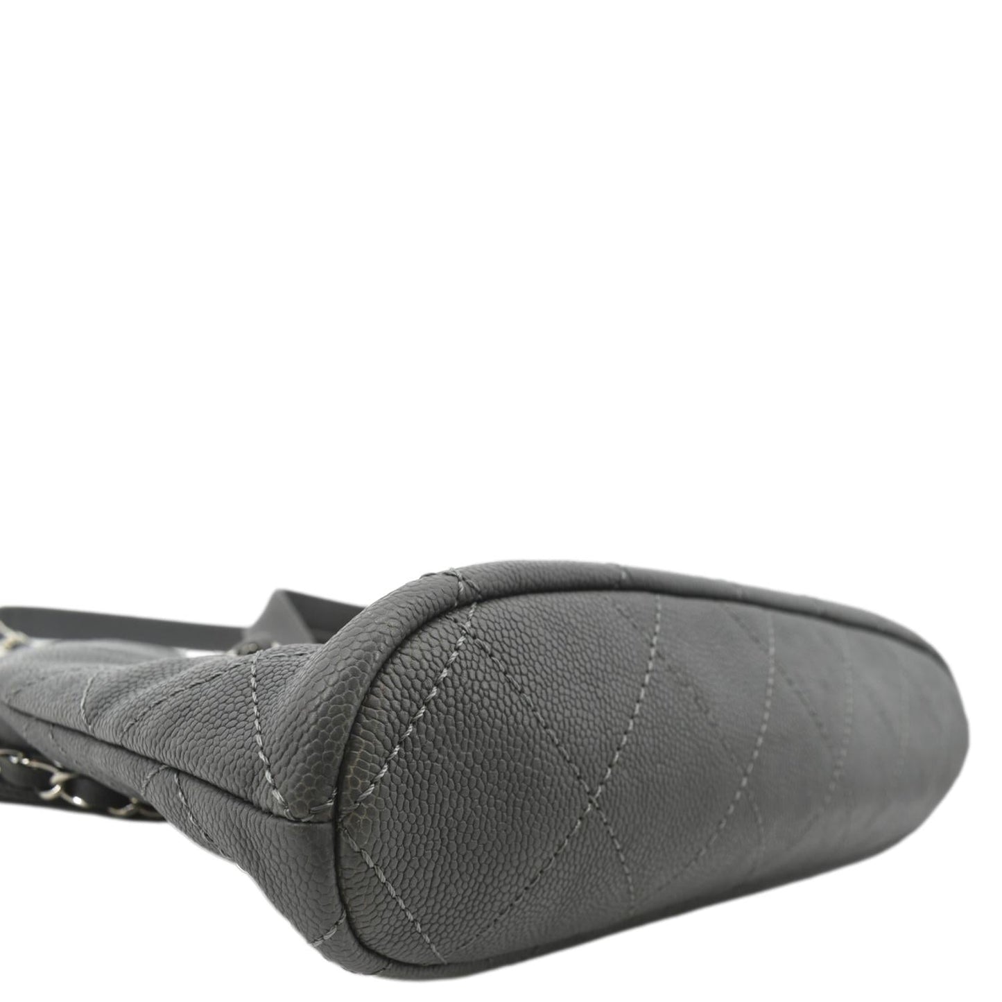 CHANEL Quilted Caviar Leather Shopping Tote Bag Dark Grey