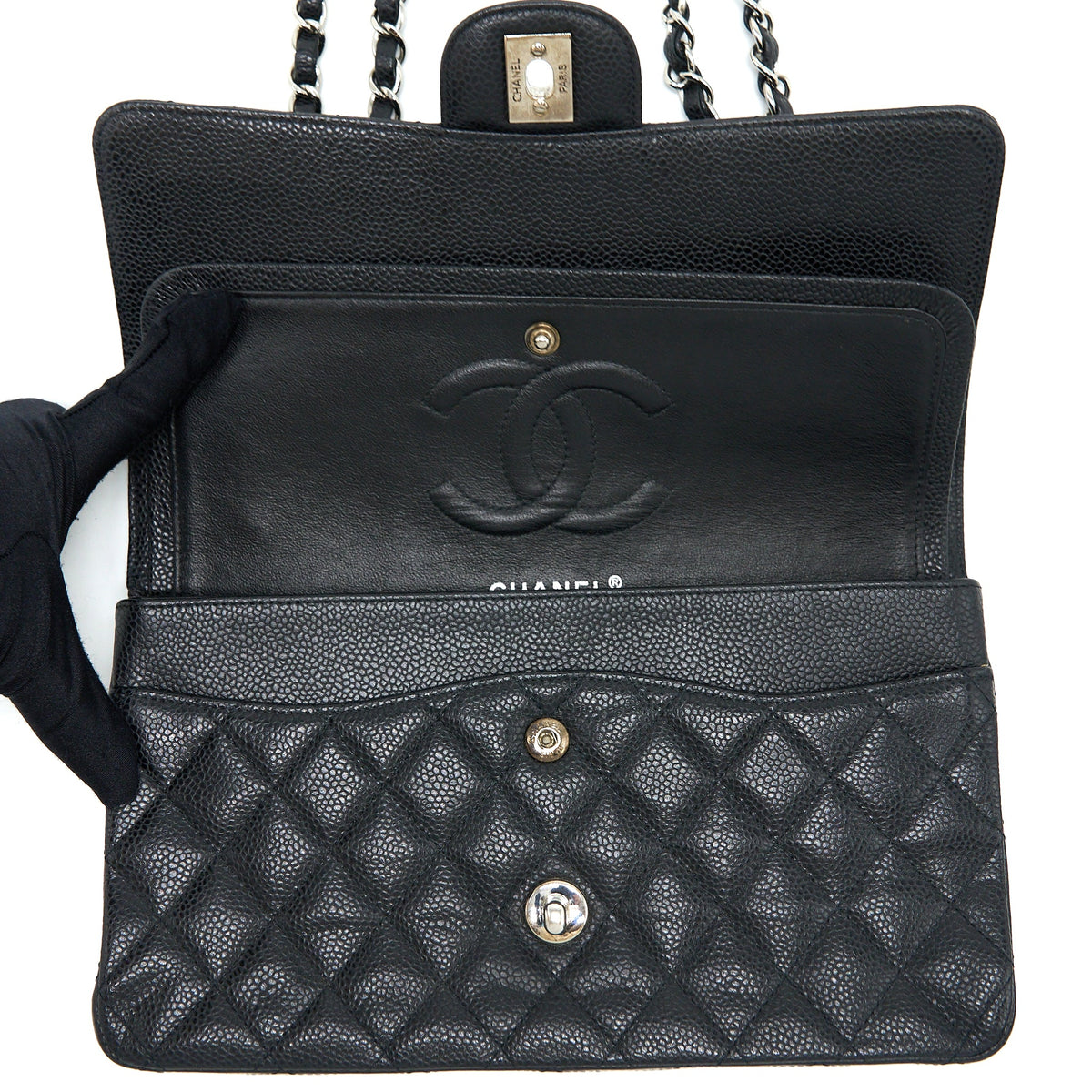 Chanel Medium Classic Double Flap Bag Caviar Black SHW