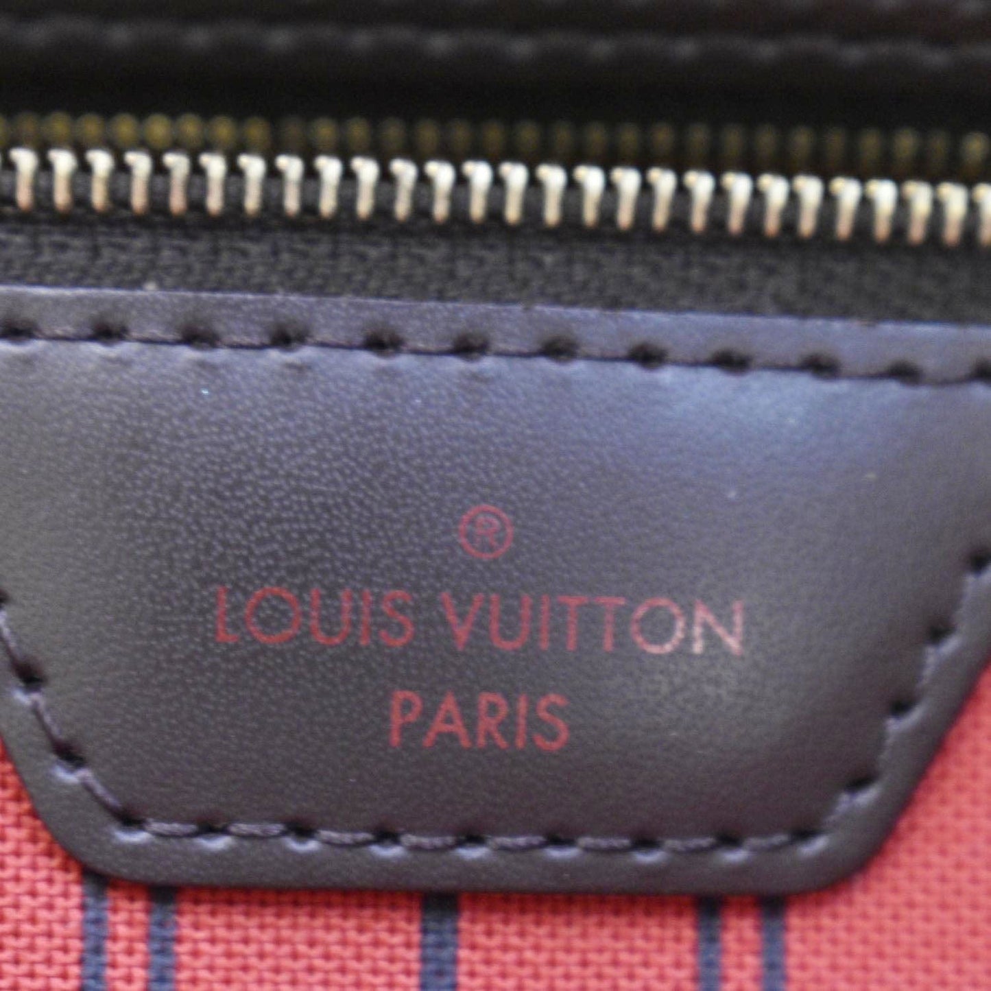 LOUIS VUITTON Neverfull MM Damier Ebene Tote Bag Brown