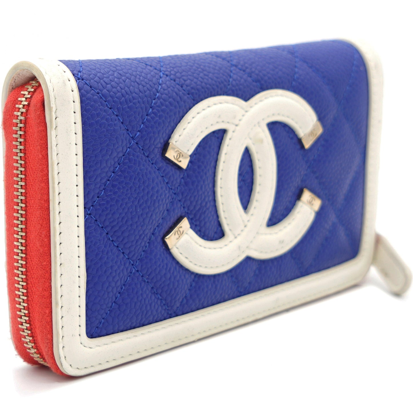 Chanel Caviar CC Filigree Zip Around Wallet