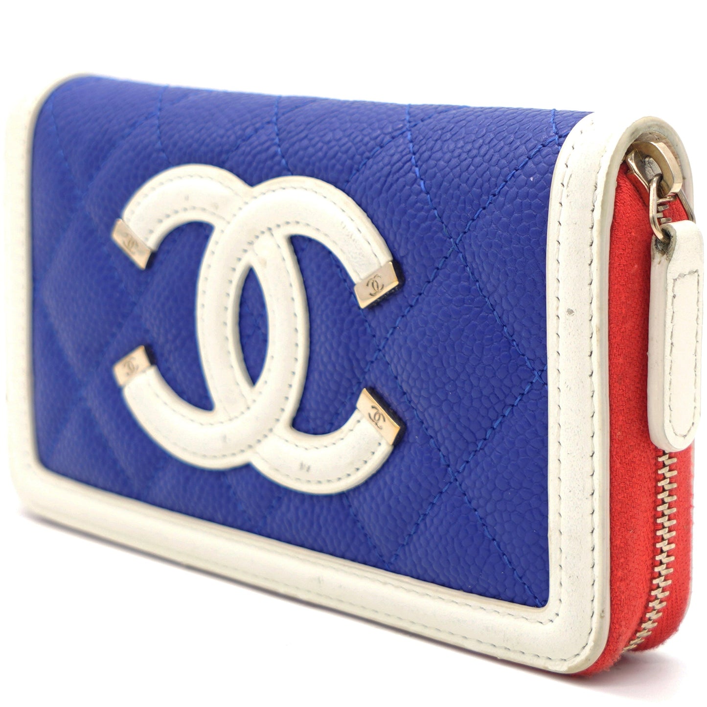 Chanel Caviar CC Filigree Zip Around Wallet