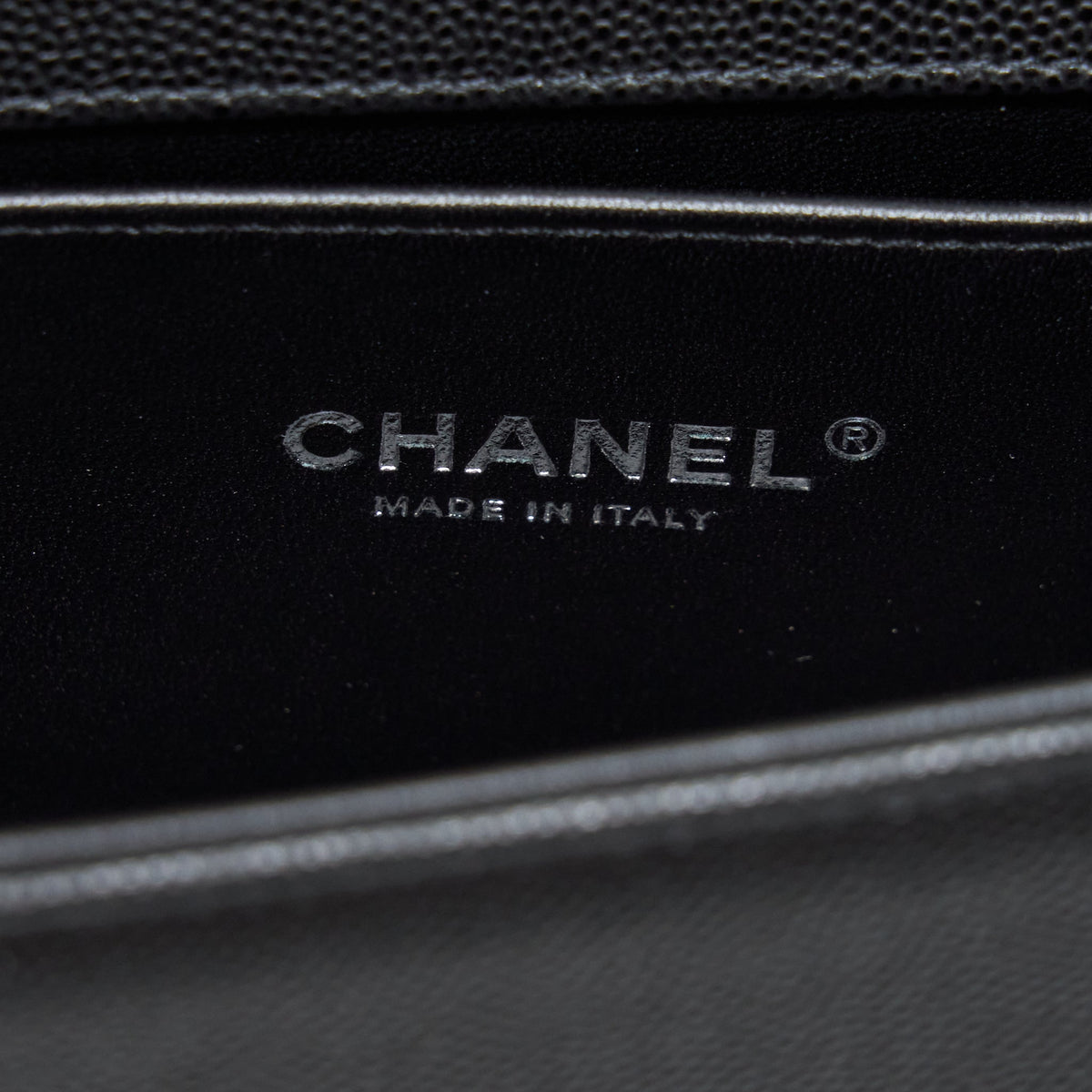 Chanel Small Boy Bag Caviar Black Ruthenium Sliver Hardware (Microchip)